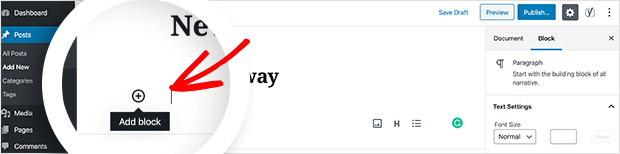 Add a Insert the RafflePress widget into your blog post content block