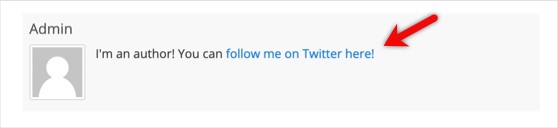 author-bio-twitter-link - RafflePress Example of adding X handle to author bio for cross promotion