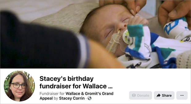 Facebook birthday fundraiser example showing a charity giveaway idea that turns birthdays into fundraising campaigns
