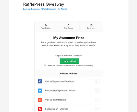 rafflepress-live-giveaway - RafflePress Preview your RafflePress giveaway in WordPress