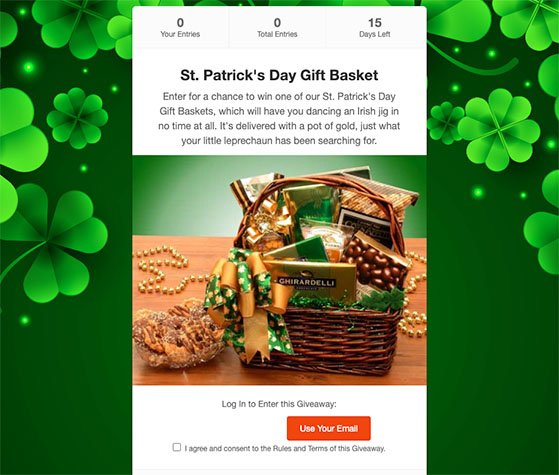 st patrick's day giveaway landing page