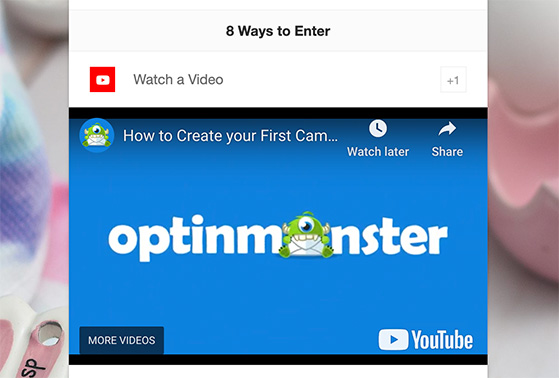 Embedded YouTube video inside RafflePress giveaway widget