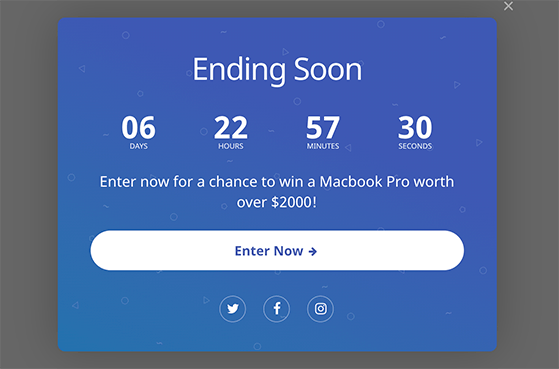 Giveaway countdown timer example
