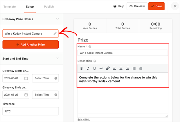 giveaway-prize-details - RafflePress Enter your poll incentive details