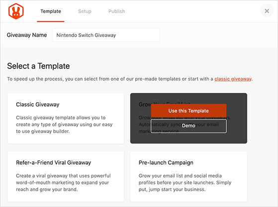 grow-your-email-list-template - RafflePress grow your email list giveaway template