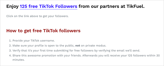 how-to-get-tik-tok-followers-for-free-scam - RafflePress example of free tiktok followers scam