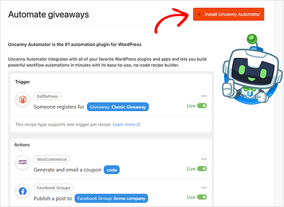 RafflePress uncanny automator integration