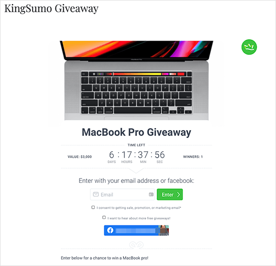 kingsumo-giveaway-example - RafflePress Kingsumo giveaway example