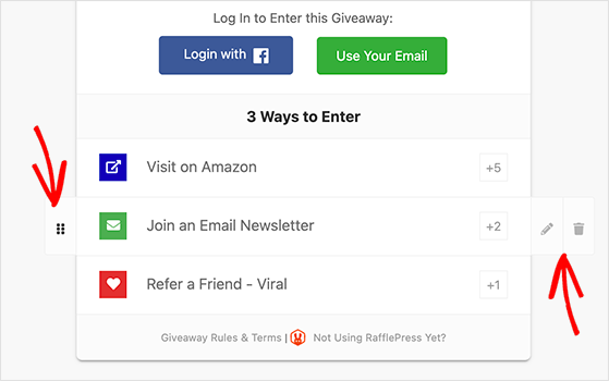 rearrange-actions - RafflePress Rearrange giveaway actions in the drag-and-drop giveaway builder