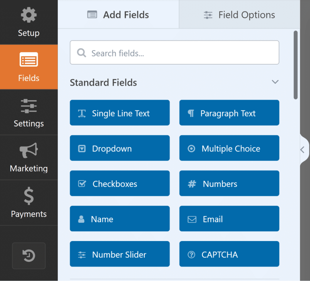 WPForms-fields-menu - RafflePress Poll Form fields